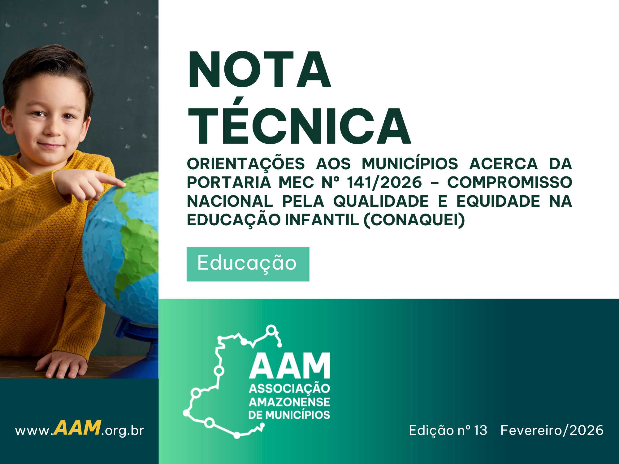 NOTA TÉCNICA - 13 - 2026 - ORIENTAÇÕES AOS MUNICÍPIOS ACERCA DA PORTARIA MEC Nº 141/2026 – COMPROMISSO NACIONAL PELA QUALIDADE E EQUIDADE NA EDUCAÇÃO INFANTIL (CONAQUEI)